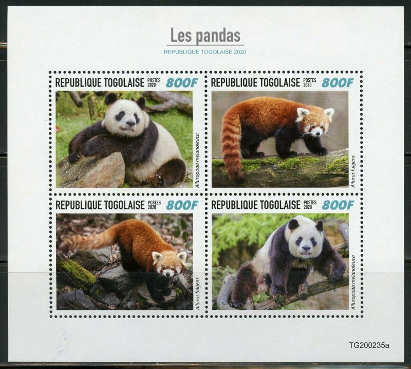 TOGO 2020 PANDAS SHEET MINT NEVER HINGED