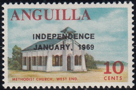 Anguilla 1969 MNH Sc #59 Overprint on 10c Methodist Church Variety