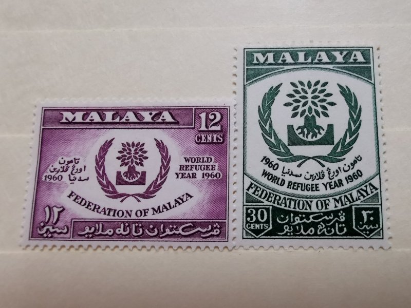 MALAYA 1960 MALAYA UNITED NATION WORLD REFUGEE YEAR IN FINE  MINT CONDITION