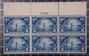 Scott 616 5 Cents Huguenot-Walloon MNH Plate Block Of 6 Top 15754 SCV $350.00