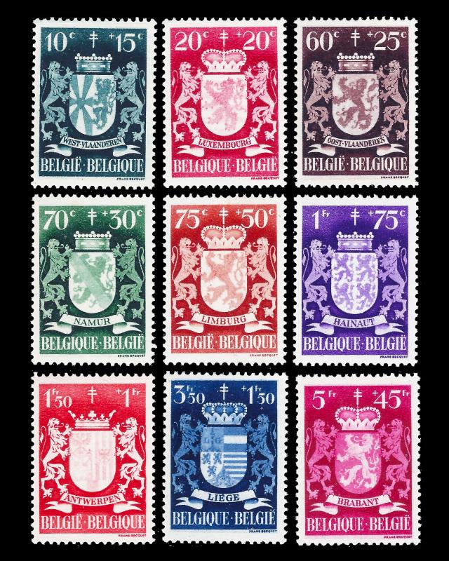 Belgium 1945 Sc B408-16 MNH Charity semi-postals