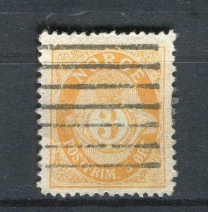 NORWAY; 1890s early classic 'ore' type used Shade of 3ore. + fair Postmark