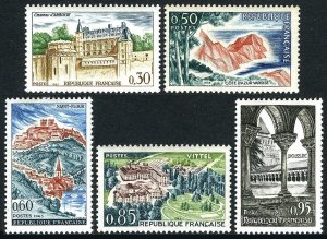 France 1068-1072,MNH.Michel 1444-1448. Cites 1963.Amboise Chateau,Cote d'Azur,