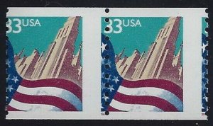 3280 - 33c Misperf Error Error / Pair Flag And City Mint NH