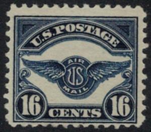 US #C5 SCV $130 16c Airmail, Post office fresh, mint never hinged, Nicely Cen...