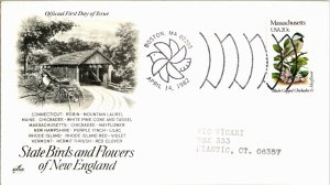 United States, United States First Day Cover, Birds, Flowers, Massachusetts