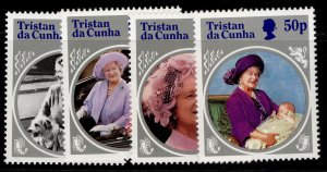 TRISTAN DA CUNHA QEII SG390-393, 1985 Life of the queen mother set, NH MINT. 