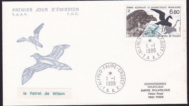 FRENCH ANTARCTIC TAAF 1988 3 FDCs - Penguin Is, Map, Petrel................70245