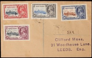 BRITISH VIRGIN ISLANDS 1935 Registered First Day Cover KGV Silver Jubilee set UK