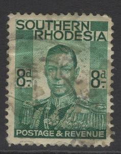 SOUTHERN RHODESIA SG45 1937 8d EMERALD-GREEN USED