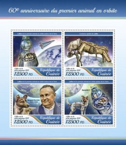 Guinea - 2017 First Animal in Orbit - 4 Stamp Sheet - GU17403a