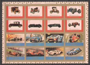 B0706 Imperf Ajman Transport History Antique & Sport Cars Sh Mnh Stamps