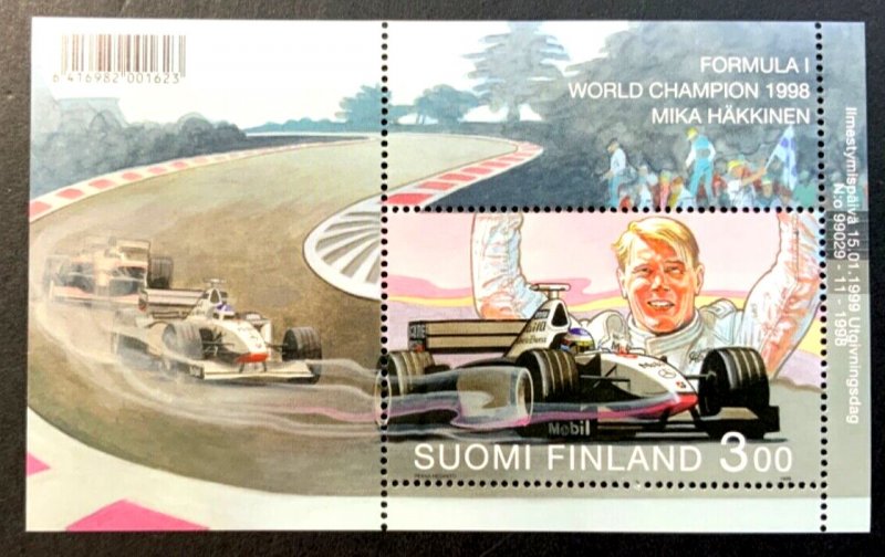 Finland MNH #1098 1999 Souvenir sheet SCV $3.00 Formula I auto racing 