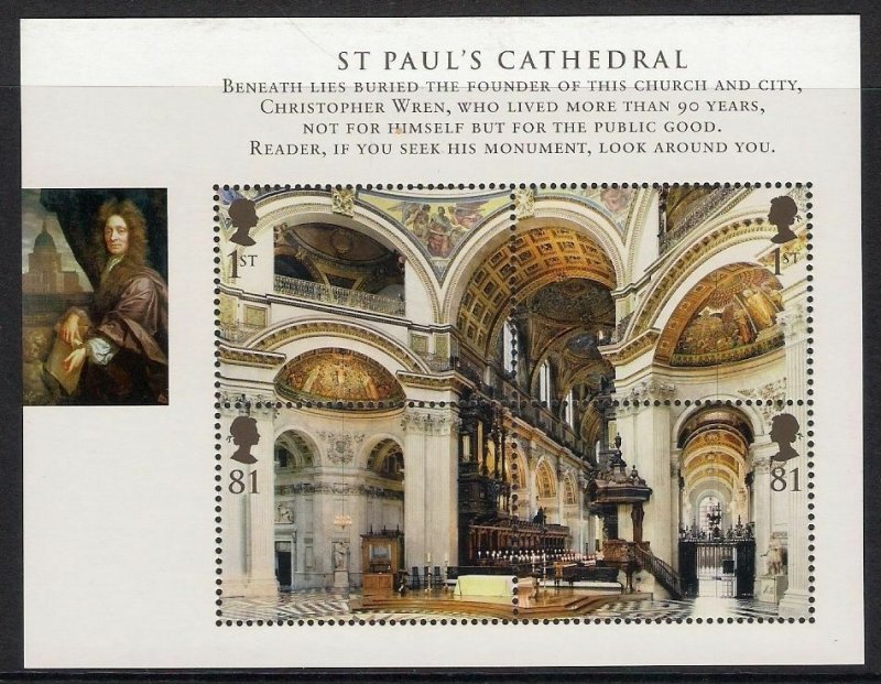 MS2847 2008 St Paul's Cathedral Miniature Sheet - UNMOUNTED MINT 