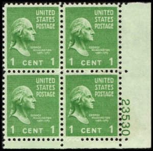 US #804 WASHINGTON MNH LR PLATE BLOCK #23530