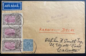 1931 Karachi India First Flight Airmail cover To Delhi Stephen Smith Signed