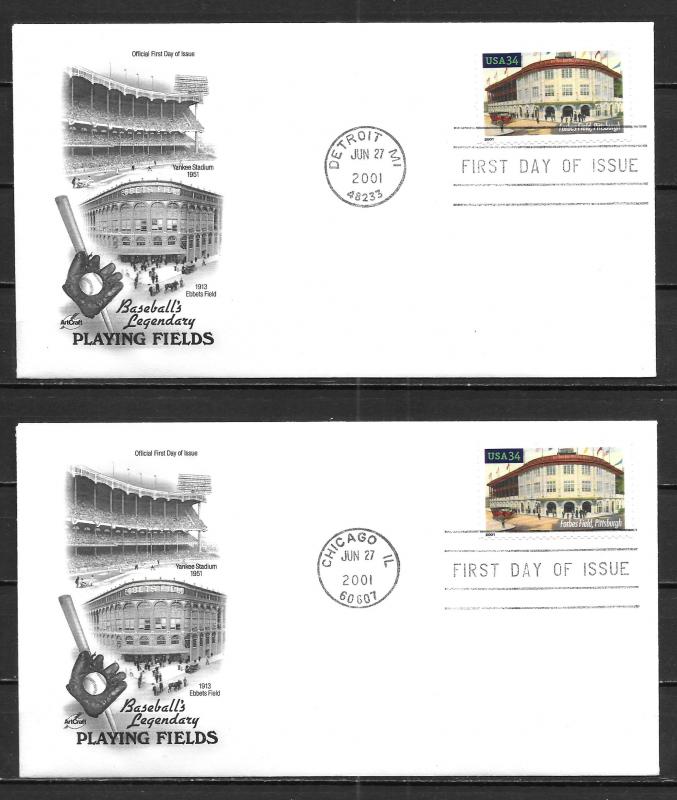 United States 3515 Legendary Playing Fields Forbes Field Artcraft FDC 4 Cities