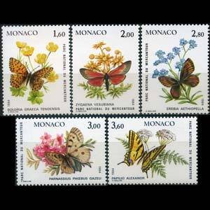 MONACO 1984 - Scott# 1426-30 Butterflies Set of 5 NH