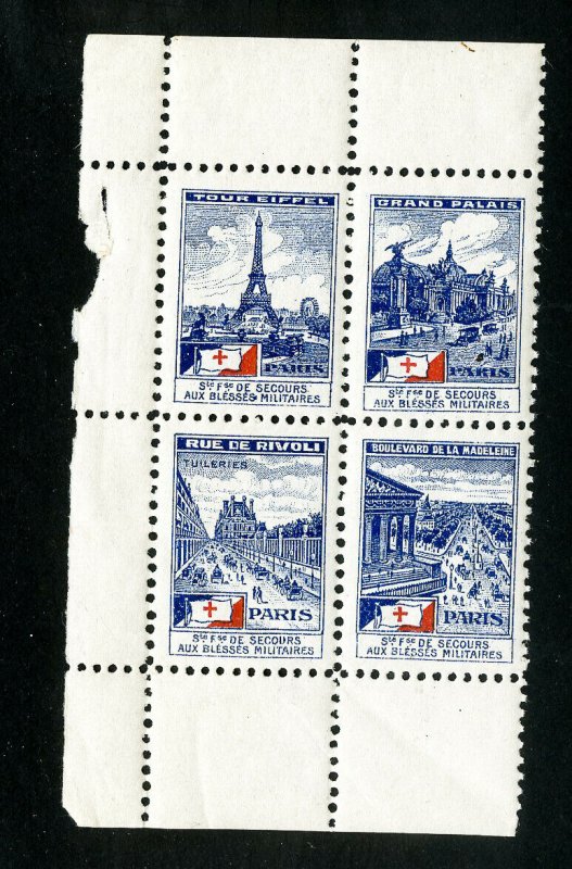 Red Cross France Stamps XF OG NH Scarce WWII Military Block of 4