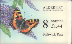 Alderney  #98b, Complete Booklet, 1997, Butterflies, Flowers, Never Hinged