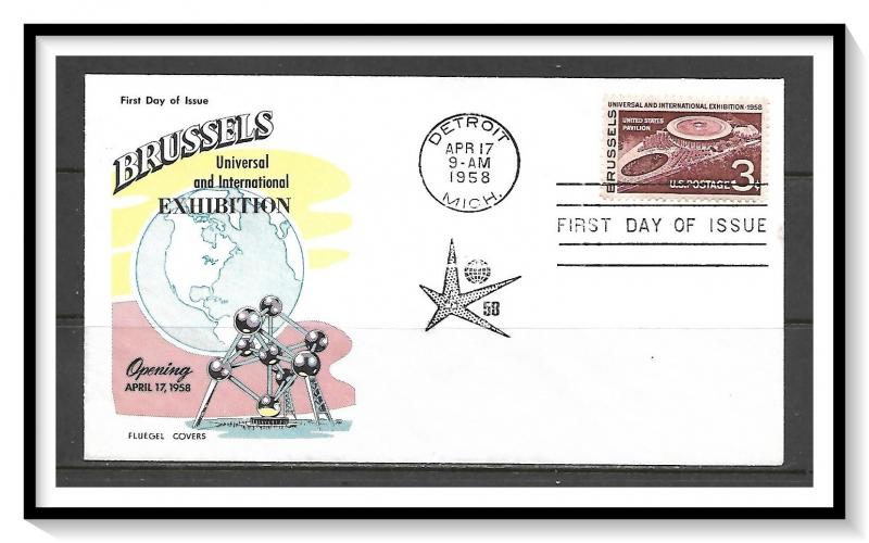 US #1104 Brussels Expo Fluegel Cachet FDC