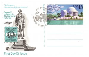 Scott UX144 15 Cents Jefferson Memorial Postcard Artmaster FDC Unaddressed