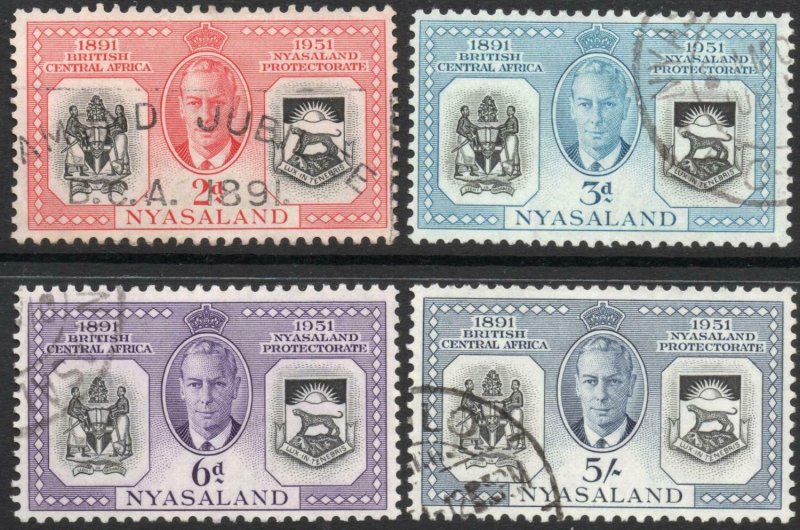 NYASALAND-1951 Diamond Jubilee Set Sg 167-170 FINE USED V37852