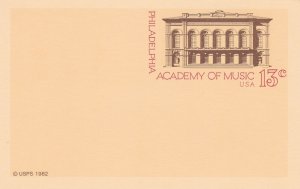 U.S. Philadelphia Academy of Music 1982 Building Illustration13c Post Card 44628