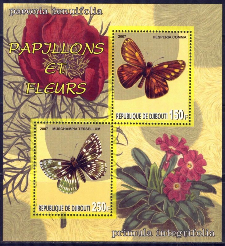 Djibouti 2007 Butterflies and Flowers (II) Sheet MNH