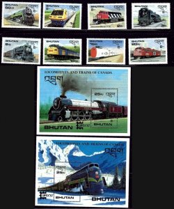 Bhutan 597-606 MNH 1987 Locomotives (ak3625)