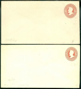 EDW1949SELL : USA 1870s 6ct Lincoln stamped envelopes 2 different.