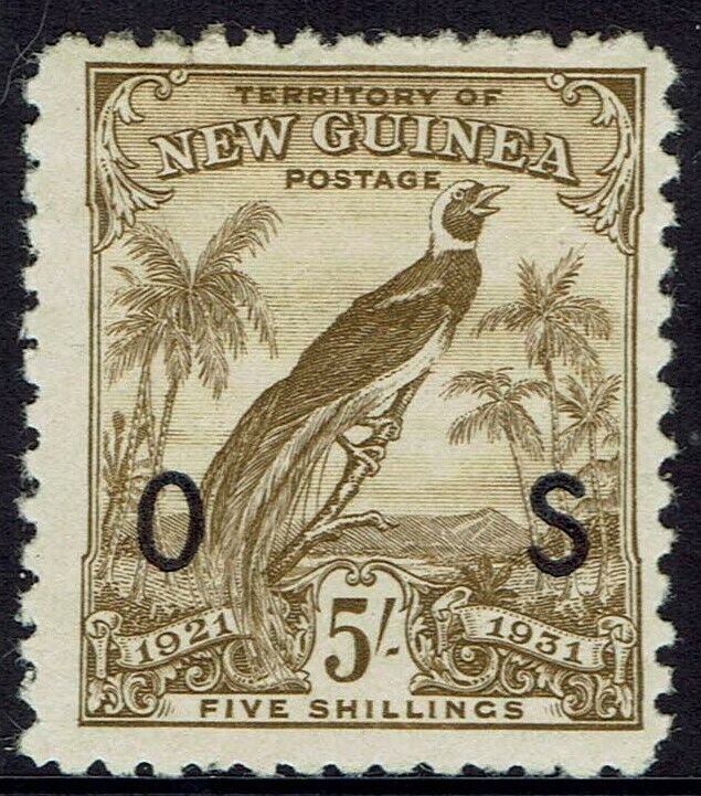 NEW GUINEA 1931 DATED BIRD OS 5/- 