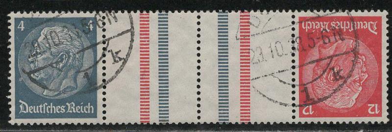 Germany Scott # 417, 422, 2 labels, used, tete beche, Mi # KZ28