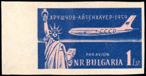 Bulgaria C78 - Mint-NH - 1L Statue of Liberty /Tu-110 (Imperf)(cv $10.65) (1959)