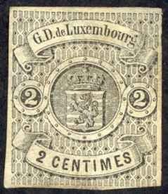 Luxembourg Sc# 4 mint no gum 1863 1c Coat of Arms