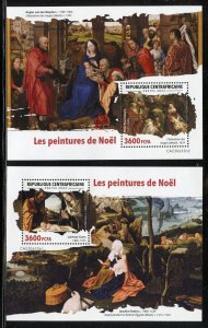 CENTRAL AFRICA 2023 CHRISTMAS PAINTINGS SET OF TWO S/SHEETS MINT NEVER HINGED