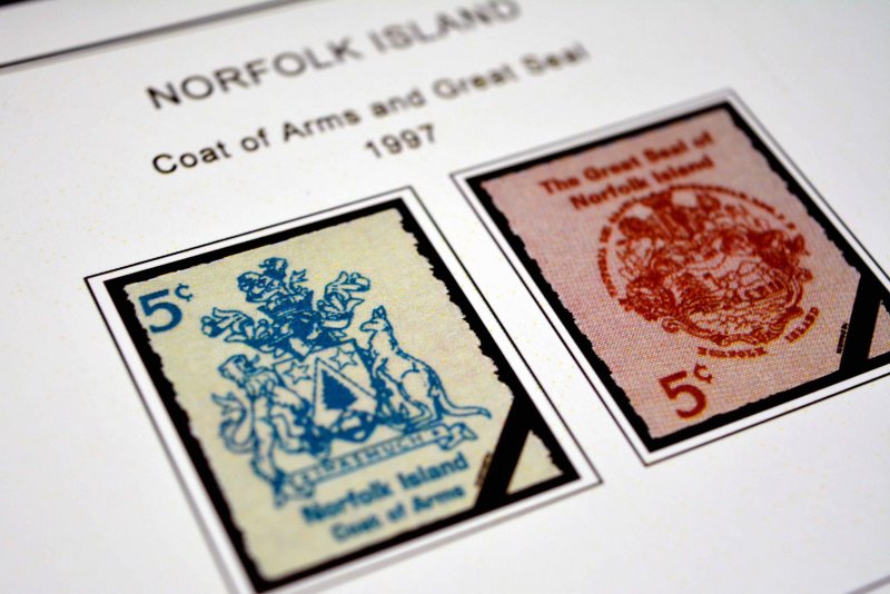 COLOR PRINTED NORFOLK ISLAND 1947-2010 STAMP ALBUM PAGES (129 illustrated pages)