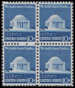 US 1510 Jefferson Memorial 10c block (4 stamps) MNH 1973