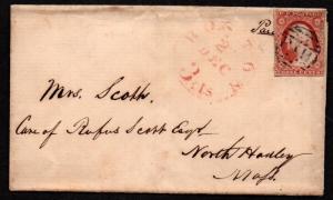 $US Sc#11a experimental orange brown 1851 cover, APS Cert., Cv. $700