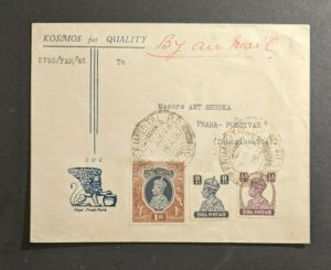 1946 Experimental Post Bombay India Airmail Cover to Prague Czechoslovakia