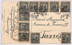 P0958 - BRAZIL - POSTAL HISTORY - POSTCARD to TUNIS with very nice FRANKING 1909