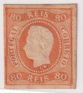 Portugal Stamps-  1866-67 King Luís I 80r Pair – MLH + Used w/ Cancel 1