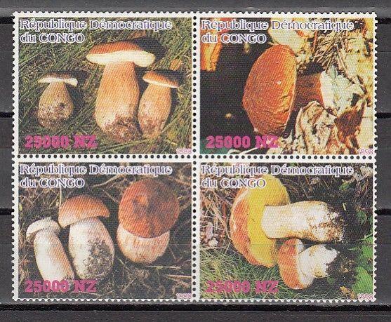 Congo, Dem. 1998 Cinderella issue. Mushrooms Block of 4.  