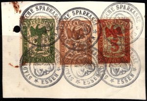 1896 Germany Prussia Revenue 1/2, 1 & 3 Marks General Stamp Duty w/Official