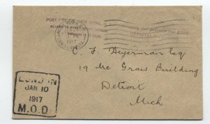 1917 London MOD New York penalty cover [H.1549]