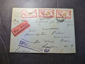 1924 Express France Airmail Cover to London W8 England