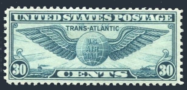 United States C24,hinged.Mi 450. Air Post 1939.Transatlantic issue.Winged Globe.