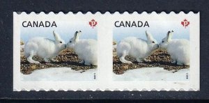 Canada 2011 - Pair-Arctic Hare, Rabbit MNH Imperf UNCUT VERTICALLY  MNH # 2426iv