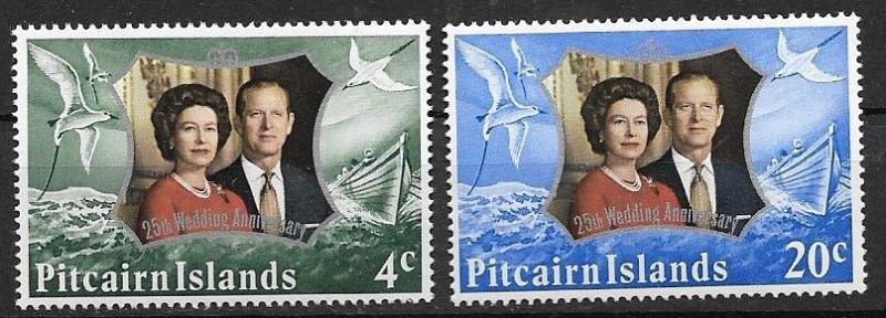 Pitceirn Islands 1972 25th Wedding Anniversary SC# 127-128 MNH