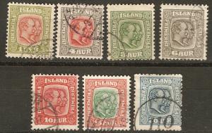 Iceland 7 Different Used F/VF 1907 SCV $18.75